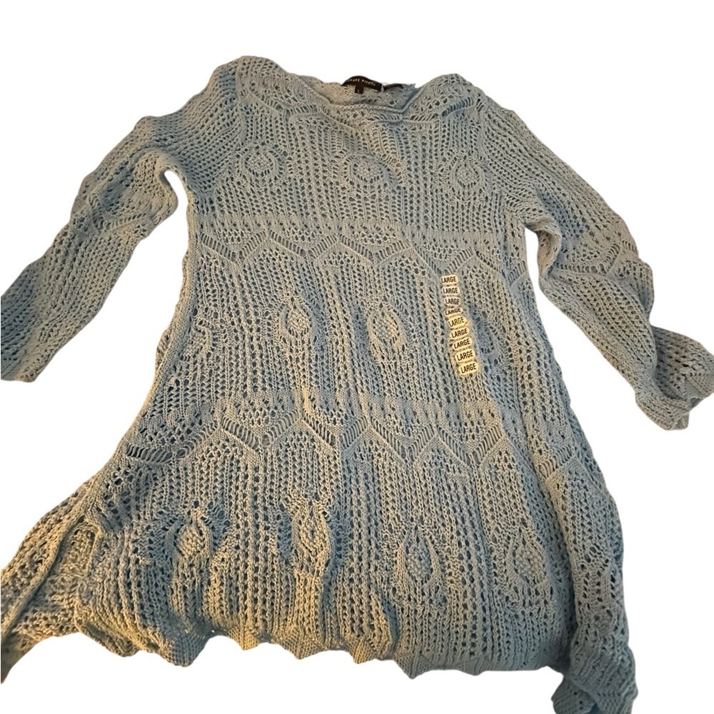 JEANNE PIERRE powder  Blue Knit Sweater Top